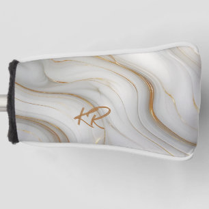 Couvre-club De Golf Cadeau d'initiales de monogramme de marbre doré él