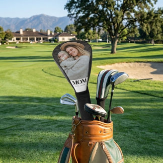 Couvre-club De Golf Cadeau Photo Typographie Noire Établie par Maman