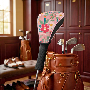 Couvre-club De Golf Cadeaux de fleurs vintage mignons personnalisés po