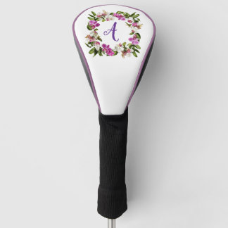 COUVRE-CLUB DE GOLF CADRE FLORAL D'ORCHIDEE
