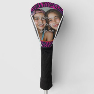 Couvre-club De Golf Cadre photo personnalisé Neon Vaporwave Swirl
