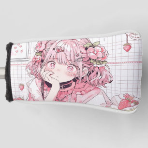 Couvre-club De Golf Café rose Kawaii Anime Girl