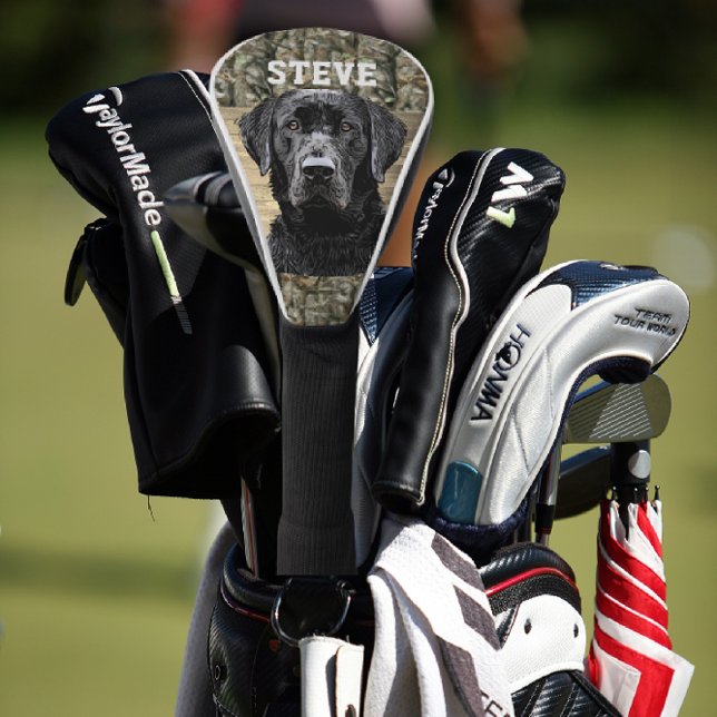 Couvre-club De Golf Camo Black Lab Chien race Nom animal (Créateur téléchargé)
