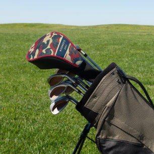 Couvre-club De Golf Camo Drapeau Rustique Américain Patriotique Nom de