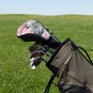 Couvre-club De Golf Camouflage rose et gris Votre nom Personnalisez