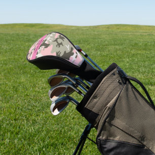 Couvre-club De Golf Camouflage rose et vert Votre nom Personnalisez