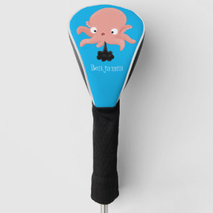 Couvre-club De Golf Caricature de bébé pieuvre rose mignonne humour