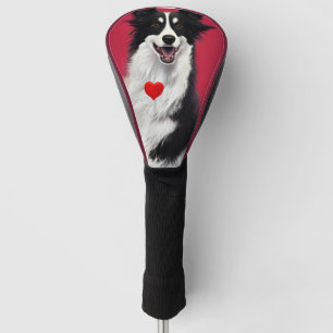 Couvre-club De Golf caricature de border collie valentine