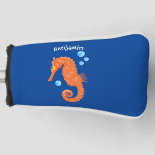 Couvre-club De Golf Caricature de bulles d'hippocampe orange