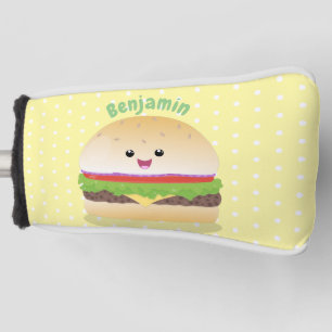 Couvre-club De Golf Caricature de hamburger kawaii joyeux
