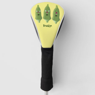 Couvre-club De Golf Caricature de légumes de l'okra chantante mignonne
