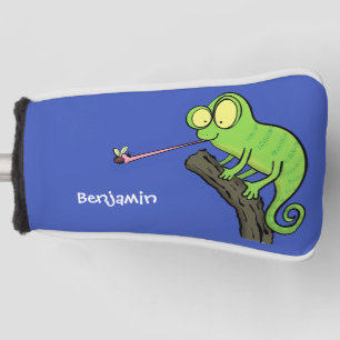 Couvre-club De Golf Caricature de lézard de caméléon vert joyeux