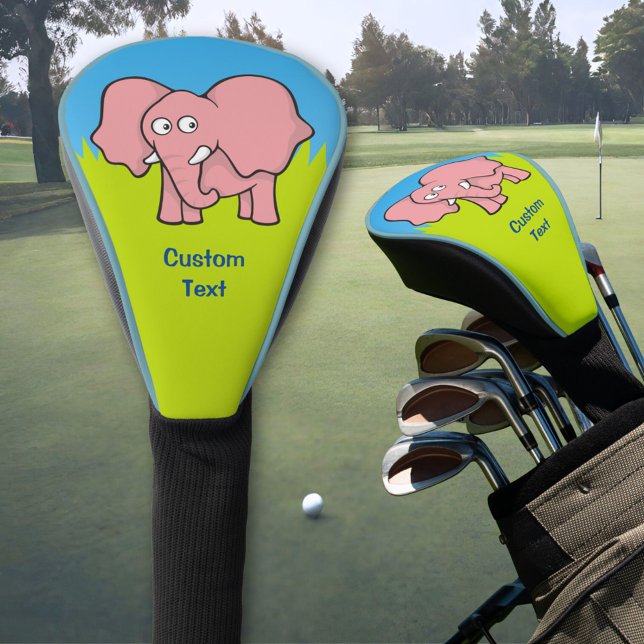 Couvre-club De Golf Caricature d'éléphant rose (Créateur téléchargé)