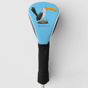 Couvre-club De Golf Caricature d'oiseau de safari de barbecue jaune am