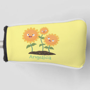 Couvre-club De Golf Caricature joli tournesol souriant illustration