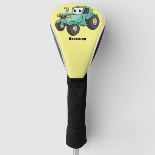Couvre-club De Golf Caricature joli tracteur vert joyeux
