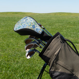 Couvre-club De Golf Carreaux d'azulejo bleus et jaunes