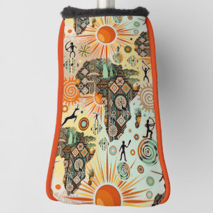 Couvre-club De Golf Carte d'Afrique Éléments Tribaux Décoratifs Motif