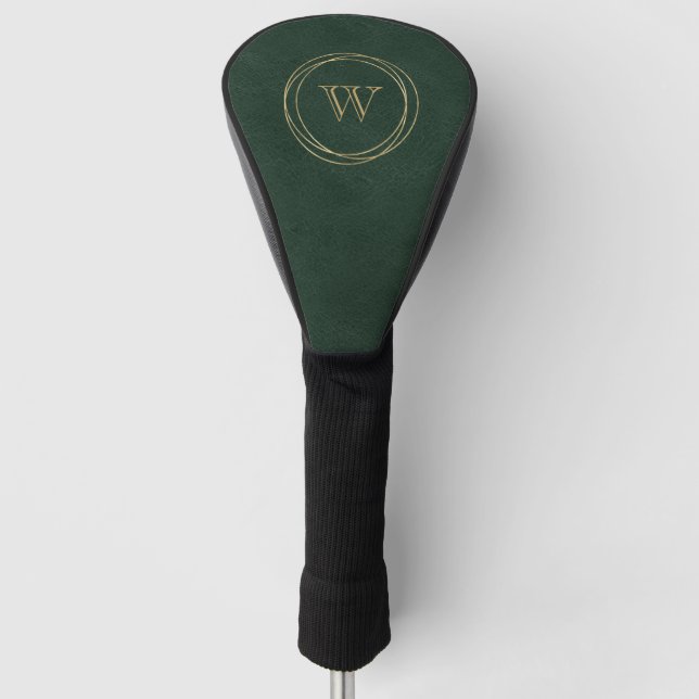 Couvre-club De Golf Cercles dorés monogramme vert foncé (Devant)