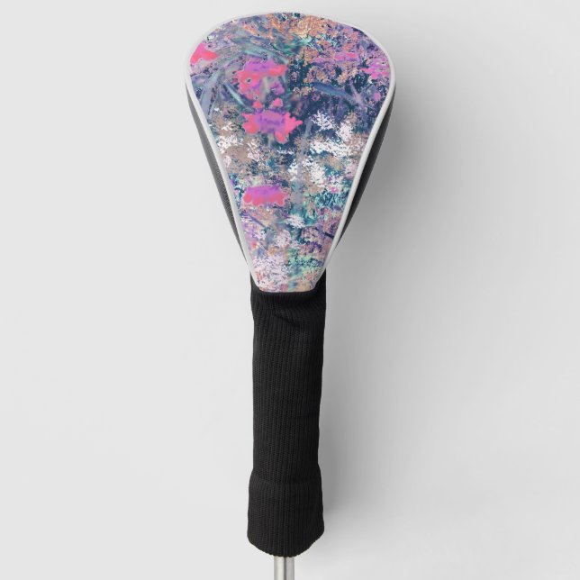 Couvre-club De Golf Champ de fleurs sauvages Impressionnisme -Rose (Devant)
