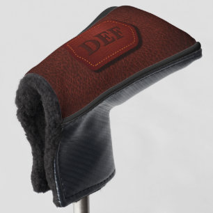 Couvre-club De Golf Changer Initial, Écouter En Cuir Badge Rouge foncé