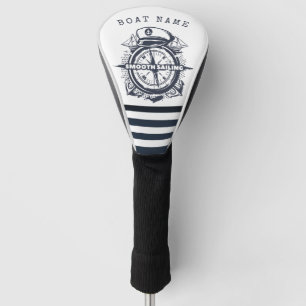 Couvre-club De Golf Chapeau Marin, Ancre, Roue Rayures Bleu Marine