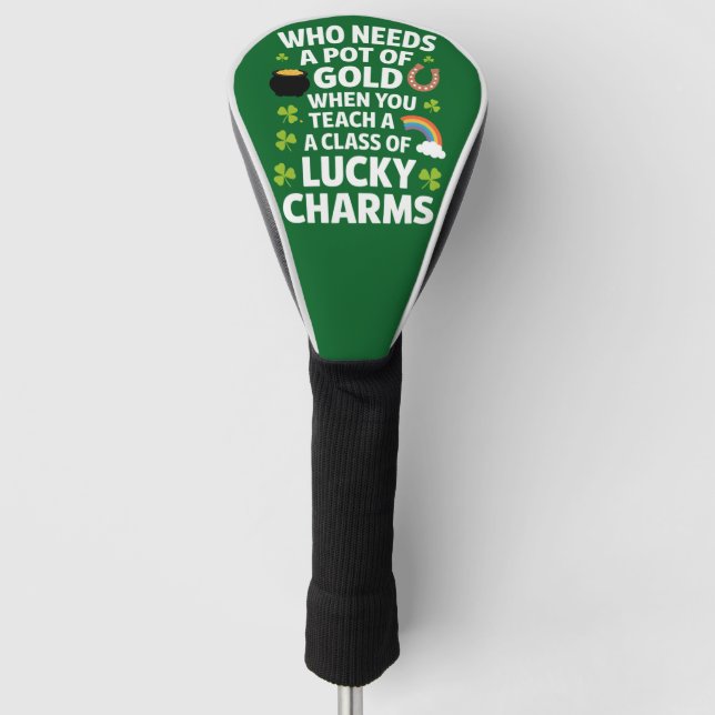 Couvre-club De Golf Charme de professeur de la Saint-Patrick Trèfle Ir (Devant)