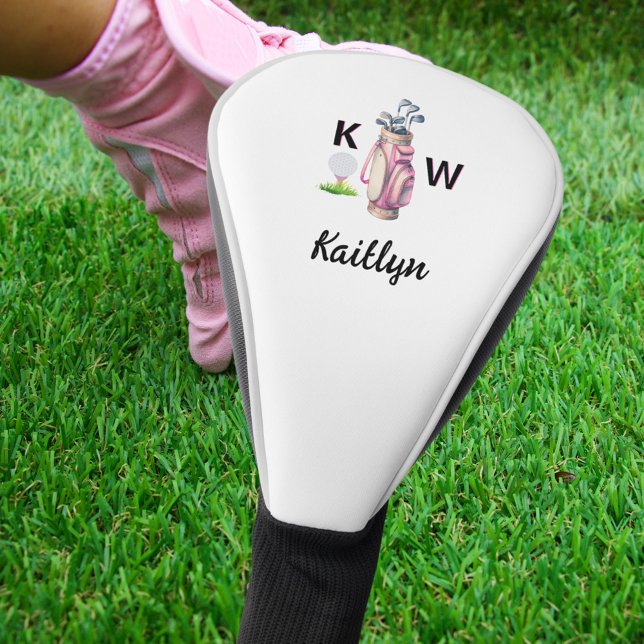 Couvre-club De Golf Charming Pink Golf Bag Personalized Monogrammed  (Créateur téléchargé)