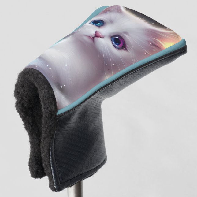 Couvre-club De Golf Chat blanc bouffé d'Imaginaire (Devant 3/4)