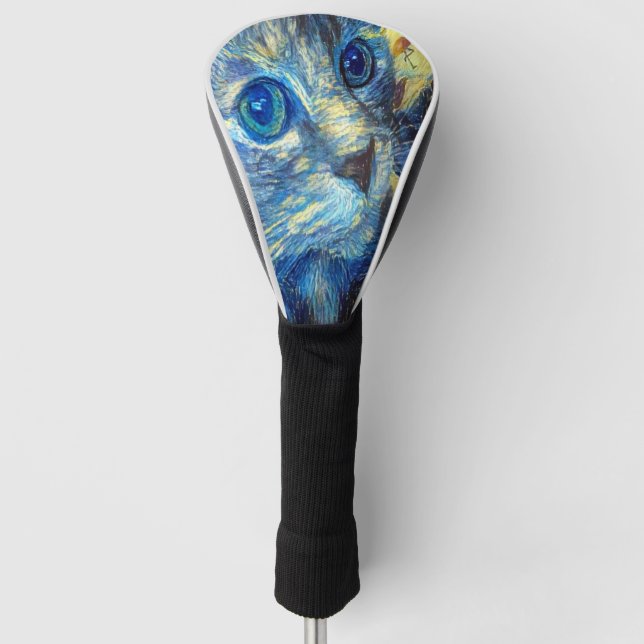 Couvre-club De Golf Chat bleu clair (Devant)