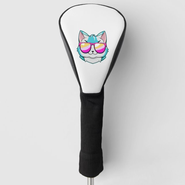 Couvre-club De Golf Chat cool avec lunettes de soleil (Devant)