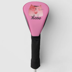 Couvre-club De Golf Chat de coeur rose