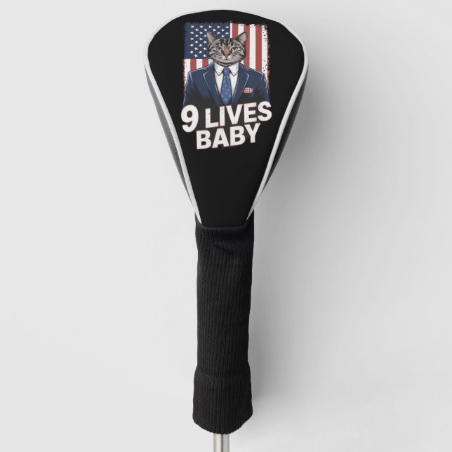 Couvre-club De Golf Chat en suite avec Trump cheveux American Flag 9 v (Devant)