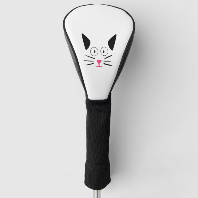 Couvre-club De Golf Chat; Face de chat; Chat amical (Devant)