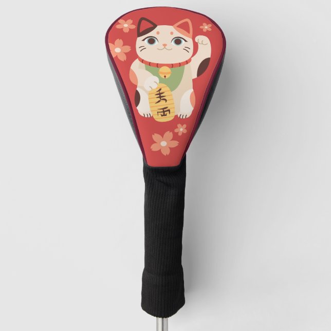 Couvre-club De Golf Chat Maneki Neko Chanceux Mignon (Devant)