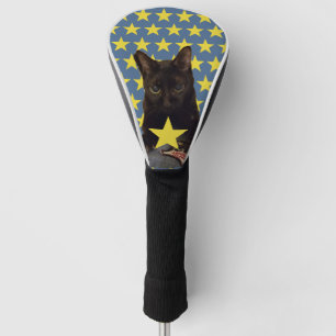 Couvre-club De Golf Chat noir chanceux w/Stars
