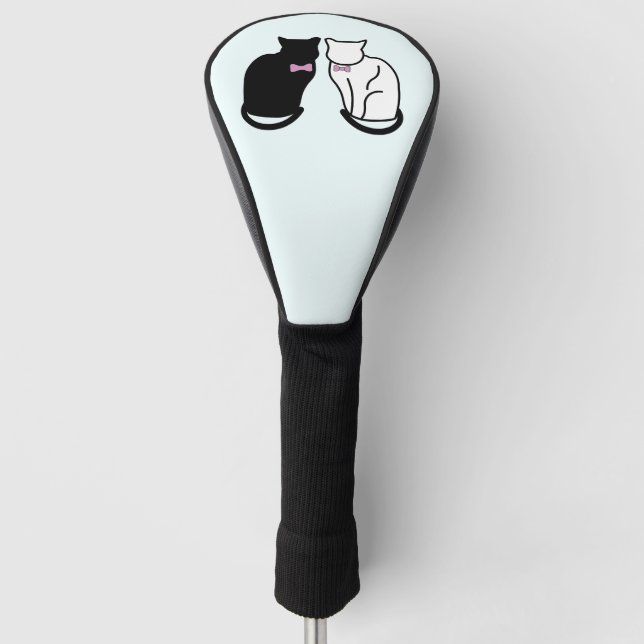 Couvre-club De Golf Chat noir et blanc (Devant)