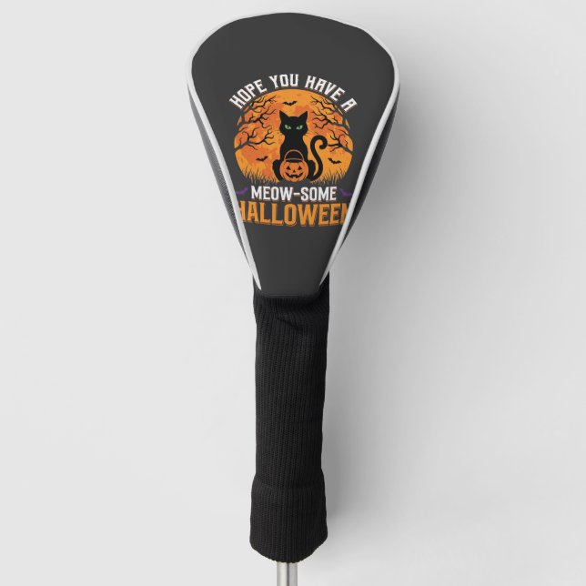 Couvre-club De Golf Chat Noir Halloween Incroyable (Devant)