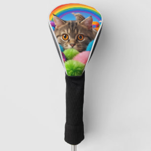 Couvre-club De Golf Chaton tabby adorable kit de jeu arc-en-ciel