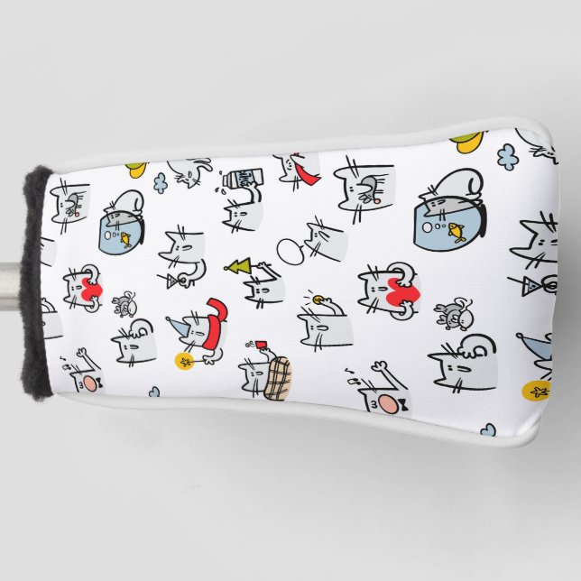 Couvre-club De Golf Chats amusants, lait et magie. (Devant)