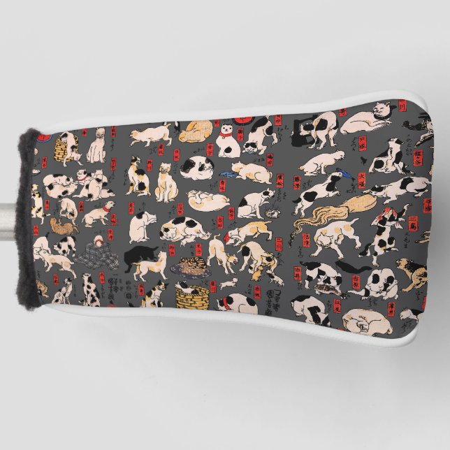 Couvre-club De Golf chats japonais Ukiyo-e Funny kitty (Devant)
