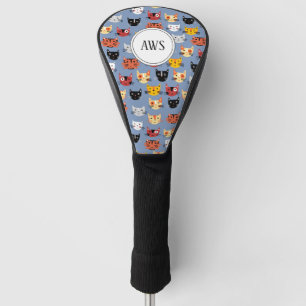 Couvre-club De Golf Chats multiples Motif amusant Monogram Golf Head C