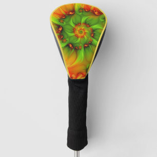 Couvre-club De Golf Chaud Été Vert Orange Abstrait coloré Fractal