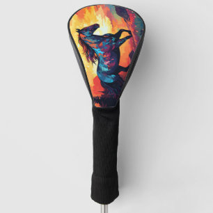 Couvre-club De Golf Cheval En Course Sur Le Terrain Art Abstrait Cheva