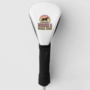 Couvre-club De Golf Cheval & Travail Social Retro Soleil Couchant Conc
