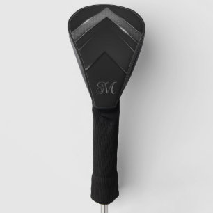 Couvre-club De Golf Chevron noir monogramme élégant