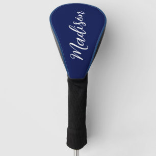 Couvre-club De Golf Chic Bleu Marine Nom Écriture Manuscrite Personnal