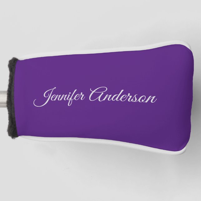 Couvre-club De Golf Chic Calligraphie Elégant Royal Purple Personnalis (Devant)