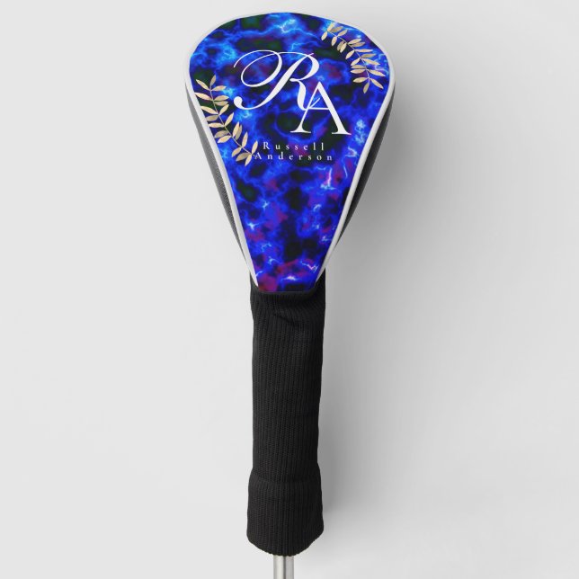 Couvre-club De Golf Chic Monogramme bleu (Devant)