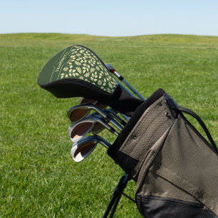 Couvre-club De Golf Chic Monogramme Nom personnalisé Feuilles marguer
